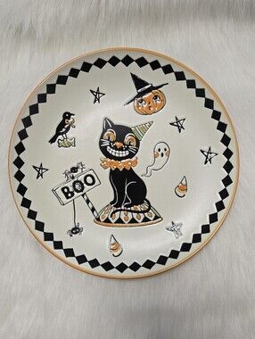 Eli + Ana Handmade Ceramic Plate Creepshow Dinner Plate 10.5" Halloween Cat
